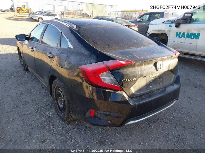2HGFC2F74MH007943 2021 Honda Civic Ex