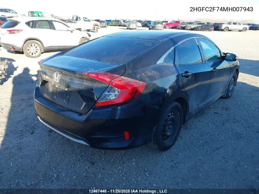 2HGFC2F74MH007943 2021 Honda Civic Ex