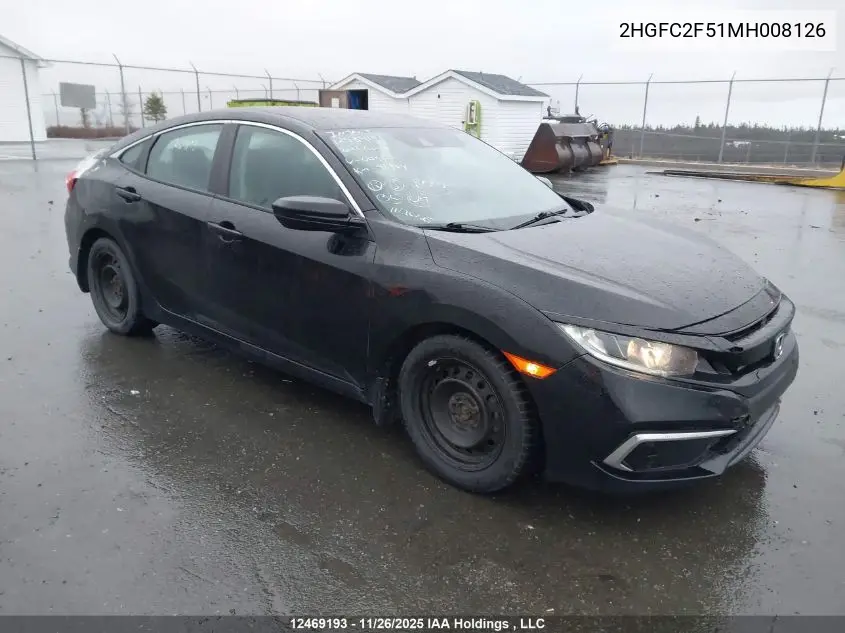 2HGFC2F51MH008126 2021 Honda Civic Lx