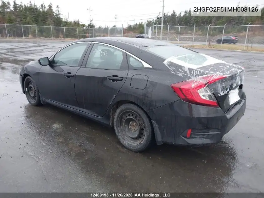 2HGFC2F51MH008126 2021 Honda Civic Lx