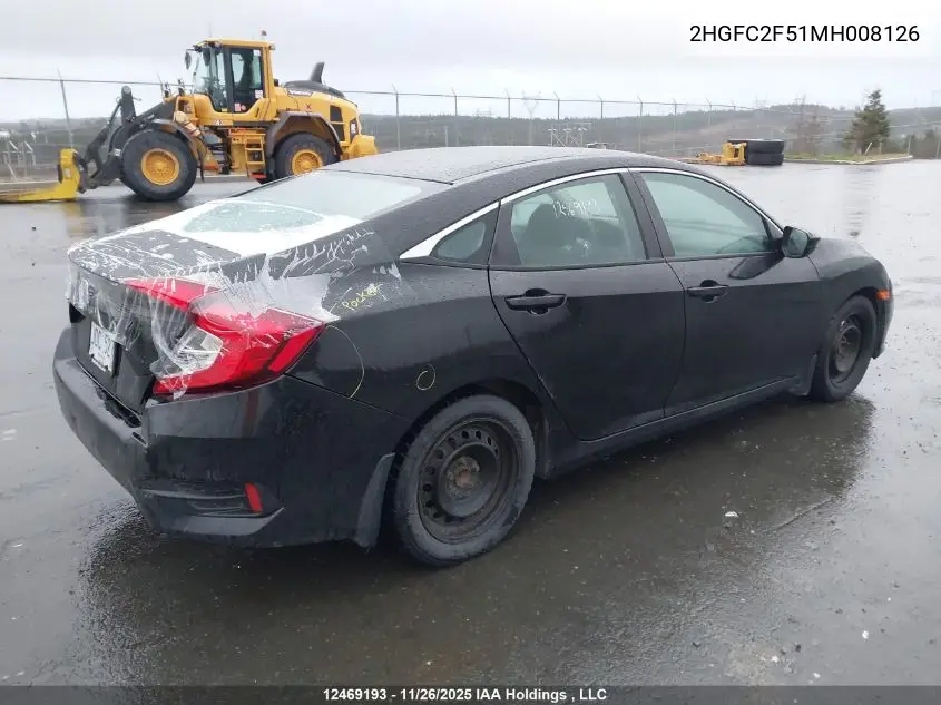 2HGFC2F51MH008126 2021 Honda Civic Lx