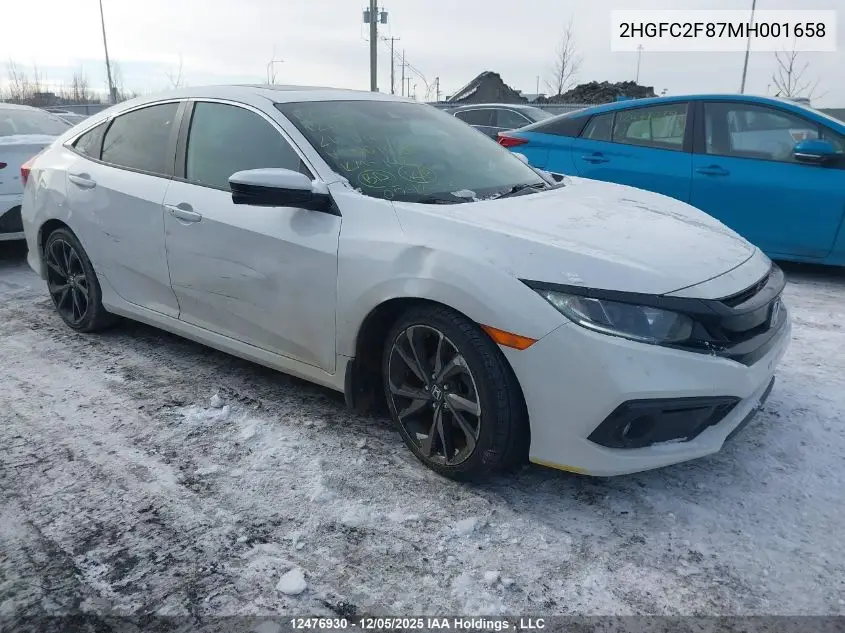 2HGFC2F87MH001658 2021 Honda Civic Sport
