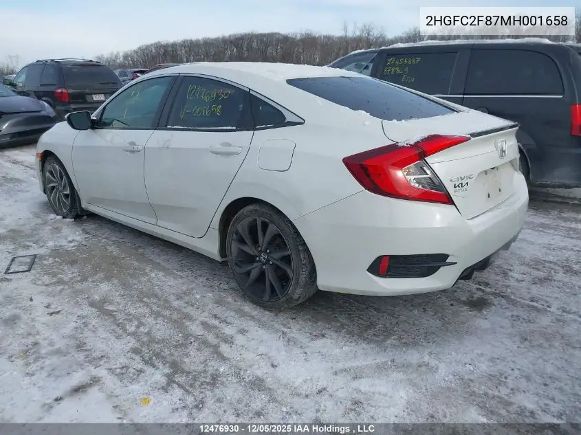 2HGFC2F87MH001658 2021 Honda Civic Sport
