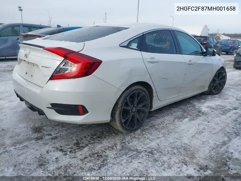 2HGFC2F87MH001658 2021 Honda Civic Sport