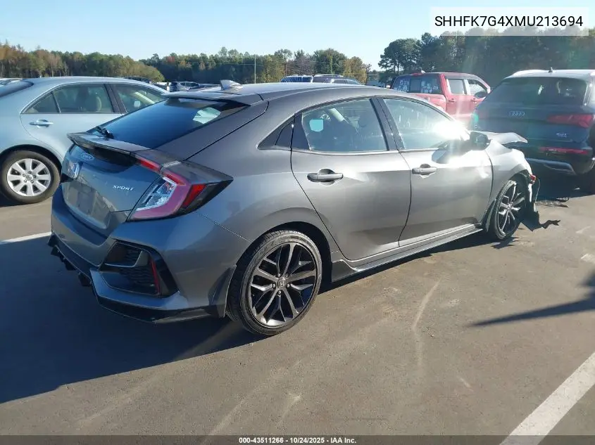 SHHFK7G4XMU213694 2021 Honda Civic Sport