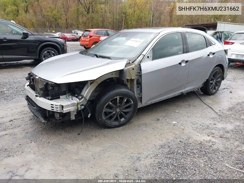 SHHFK7H6XMU231662 2021 Honda Civic Ex