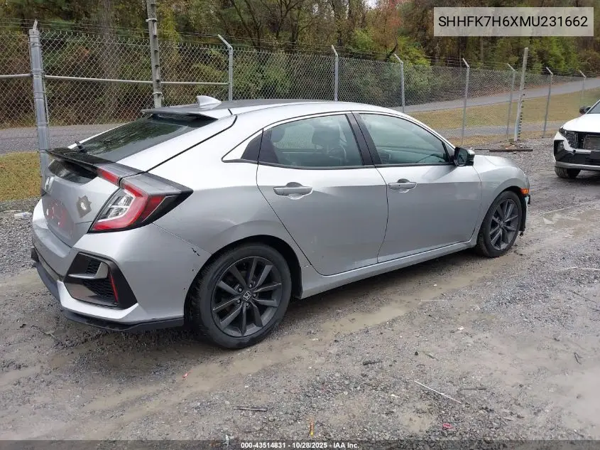 SHHFK7H6XMU231662 2021 Honda Civic Ex