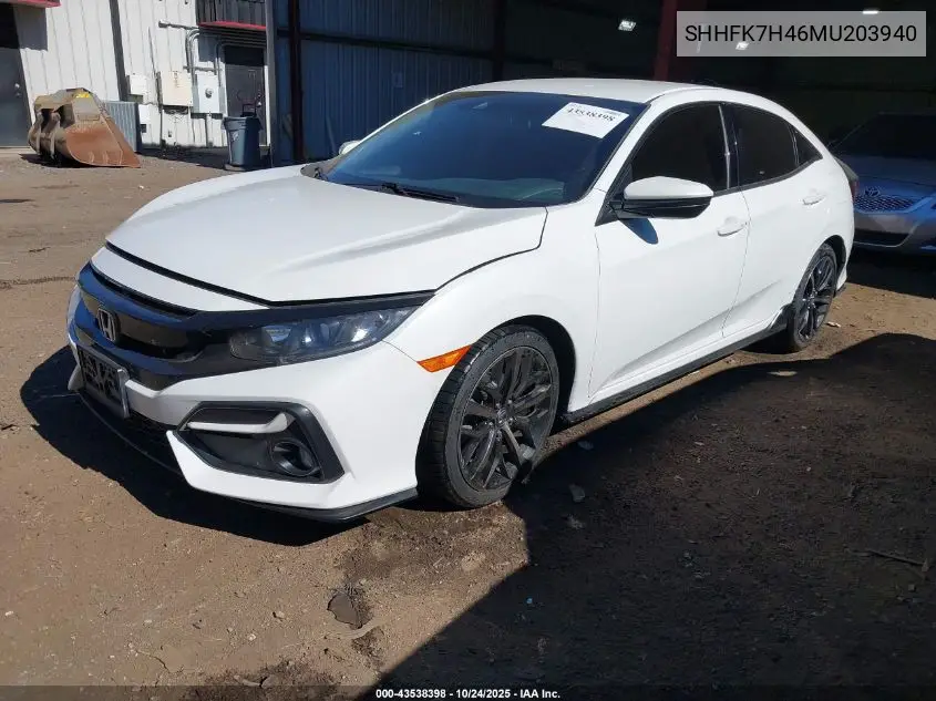 SHHFK7H46MU203940 2021 Honda Civic Sport
