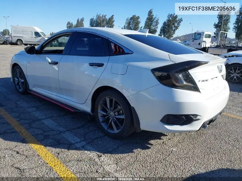 19XFC1F38ME205636 2021 Honda Civic Ex
