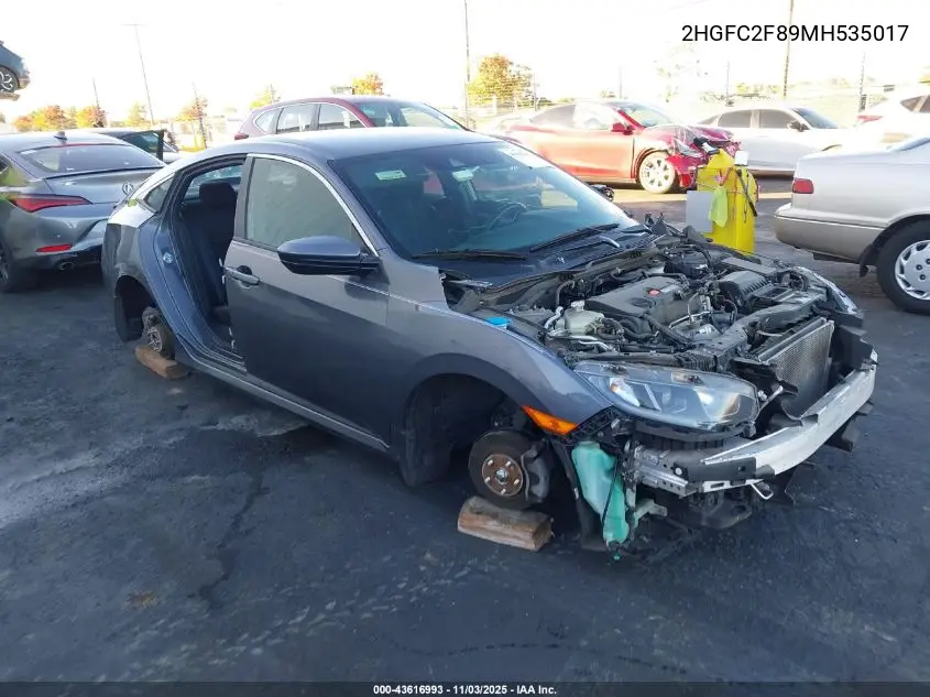 2HGFC2F89MH535017 2021 Honda Civic Sport