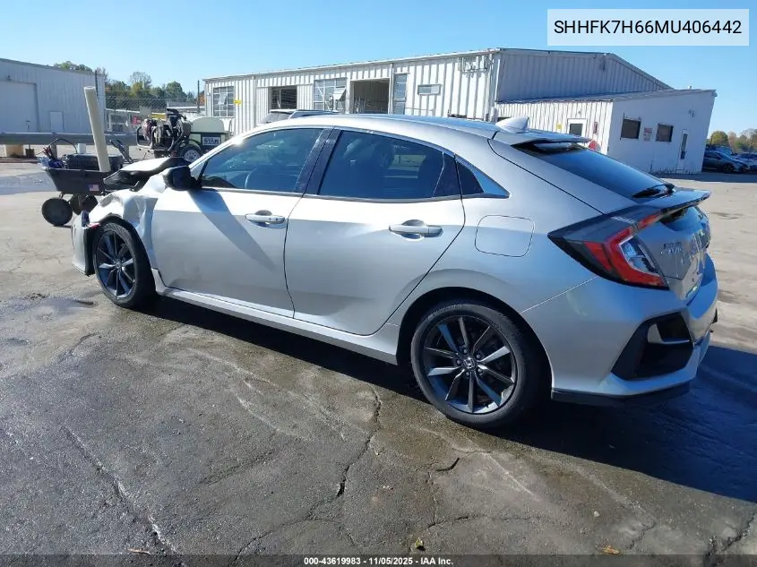 SHHFK7H66MU406442 2021 Honda Civic Ex