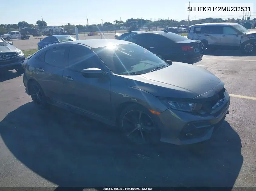 SHHFK7H42MU232531 2021 Honda Civic Sport