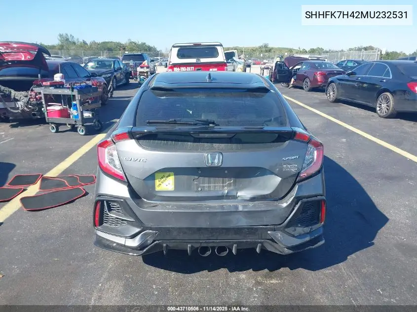 SHHFK7H42MU232531 2021 Honda Civic Sport