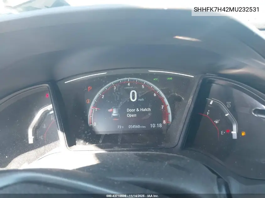 SHHFK7H42MU232531 2021 Honda Civic Sport