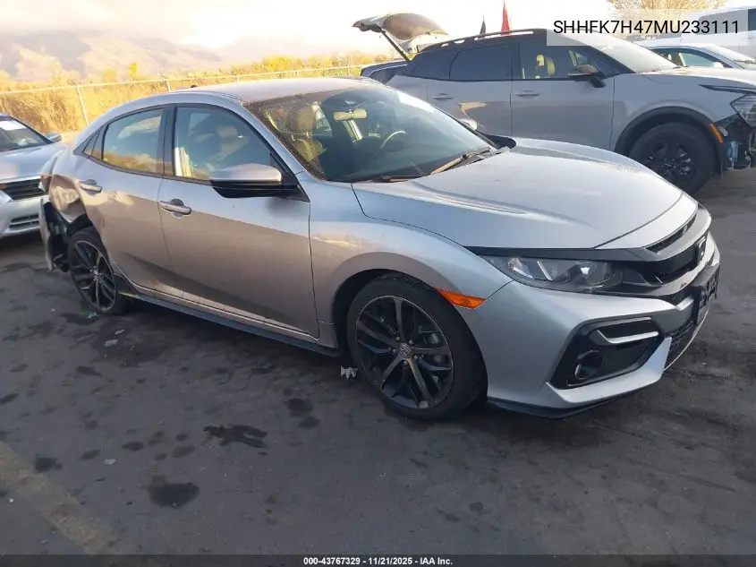 SHHFK7H47MU233111 2021 Honda Civic Sport