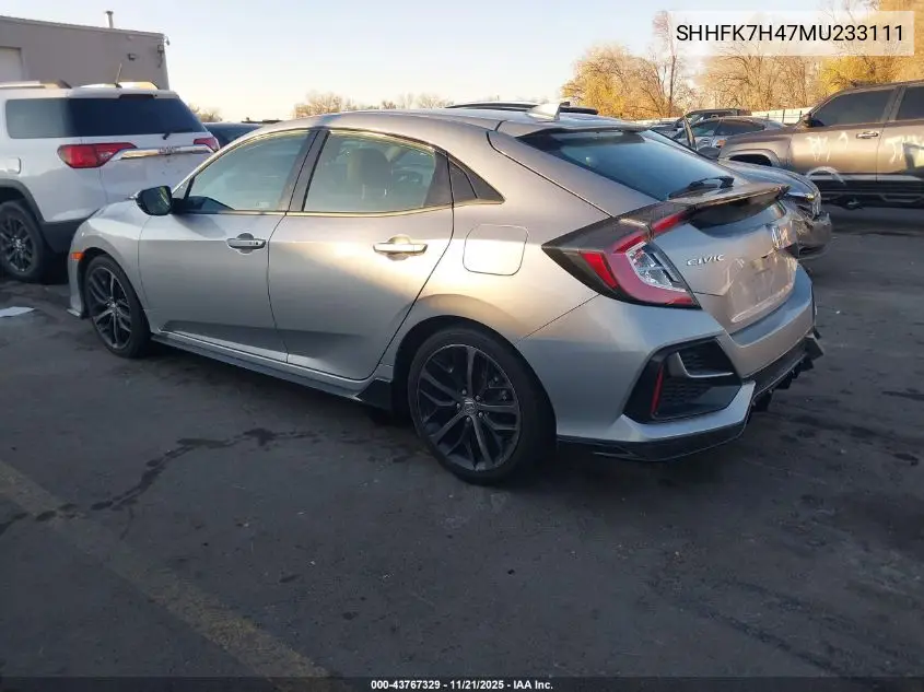 SHHFK7H47MU233111 2021 Honda Civic Sport