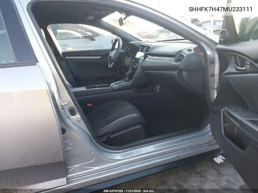 SHHFK7H47MU233111 2021 Honda Civic Sport
