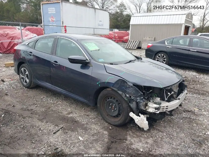 2HGFC2F67MH516643 2021 Honda Civic Lx