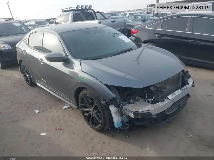 SHHFK7H49MU228119 2021 Honda Civic Sport