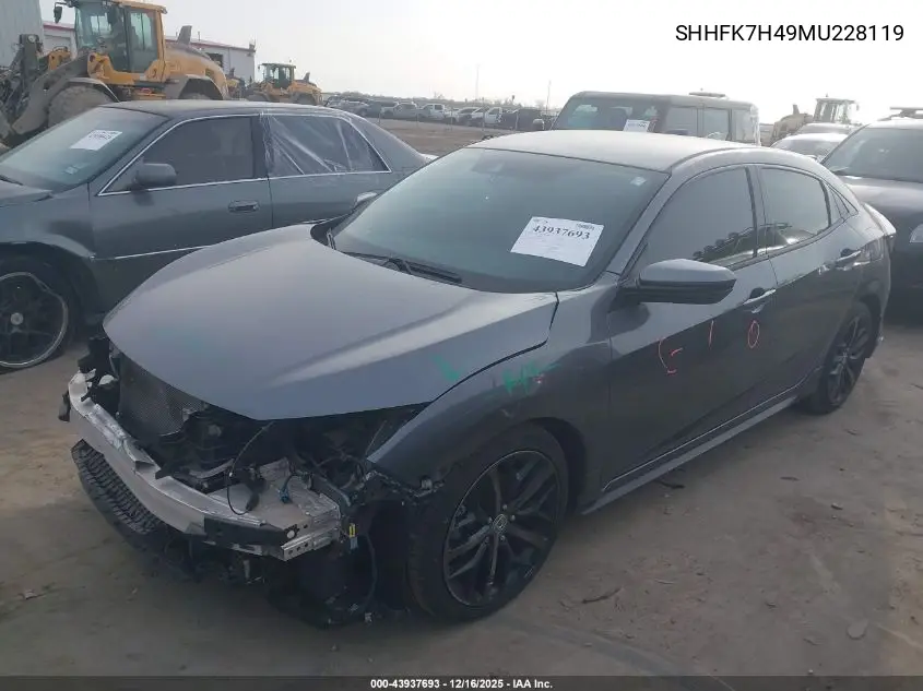 SHHFK7H49MU228119 2021 Honda Civic Sport