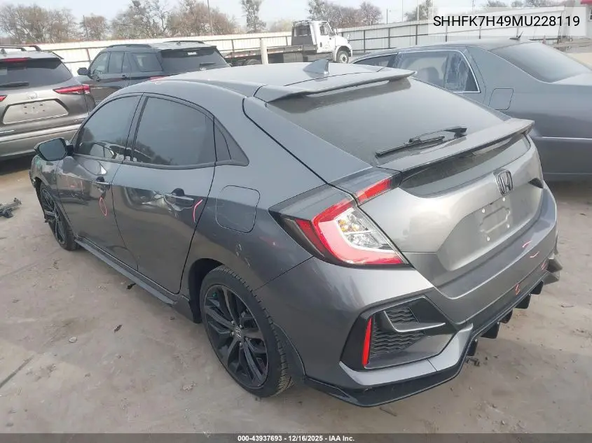 SHHFK7H49MU228119 2021 Honda Civic Sport