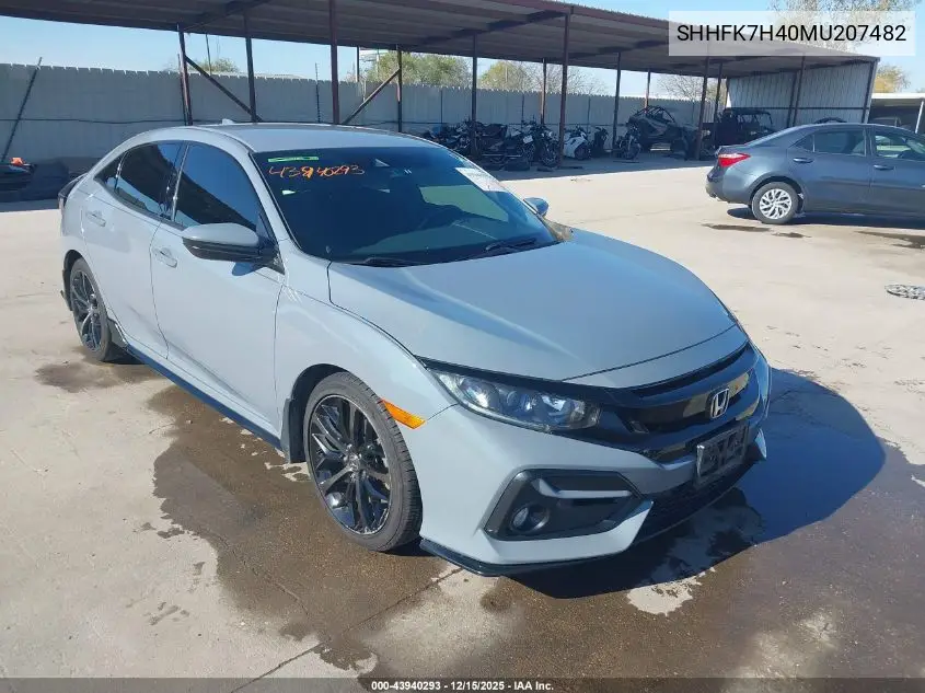 SHHFK7H40MU207482 2021 Honda Civic Sport
