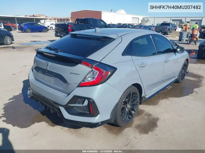 SHHFK7H40MU207482 2021 Honda Civic Sport