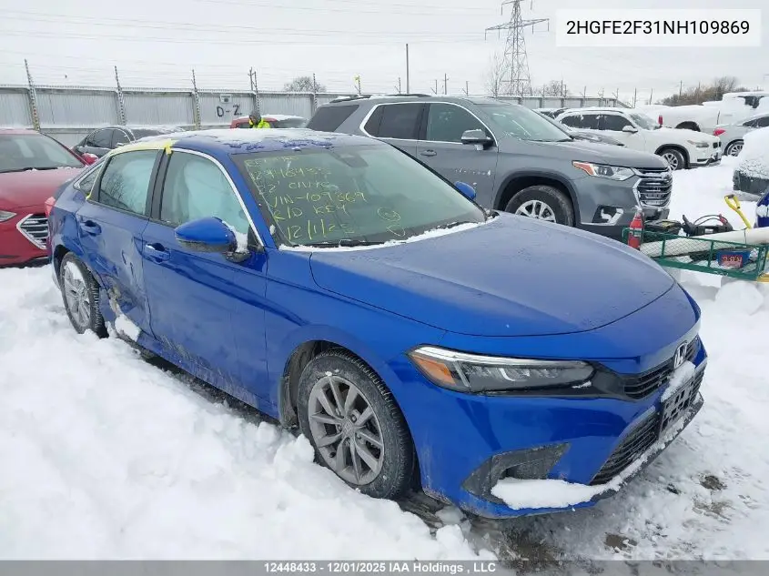 2HGFE2F31NH109869 2022 Honda Civic