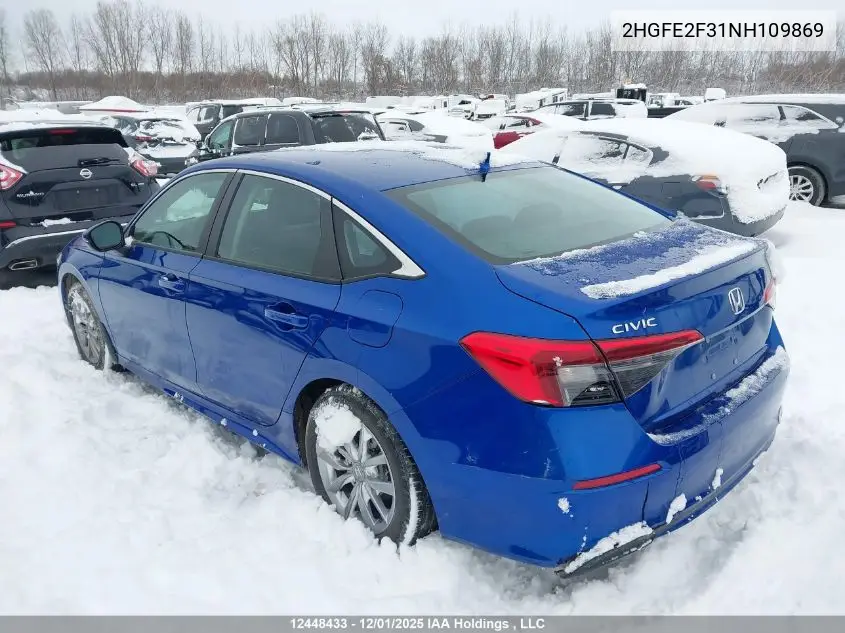 2HGFE2F31NH109869 2022 Honda Civic