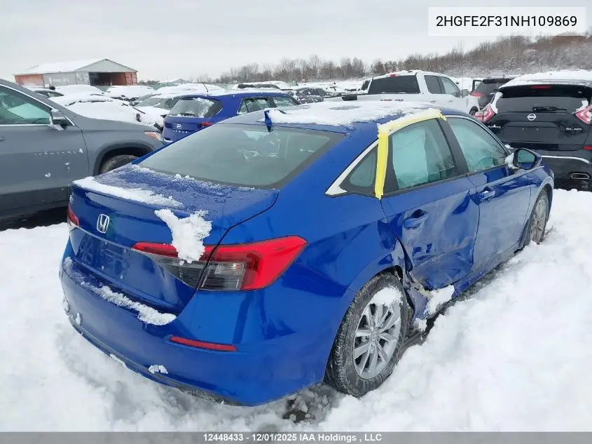 2HGFE2F31NH109869 2022 Honda Civic