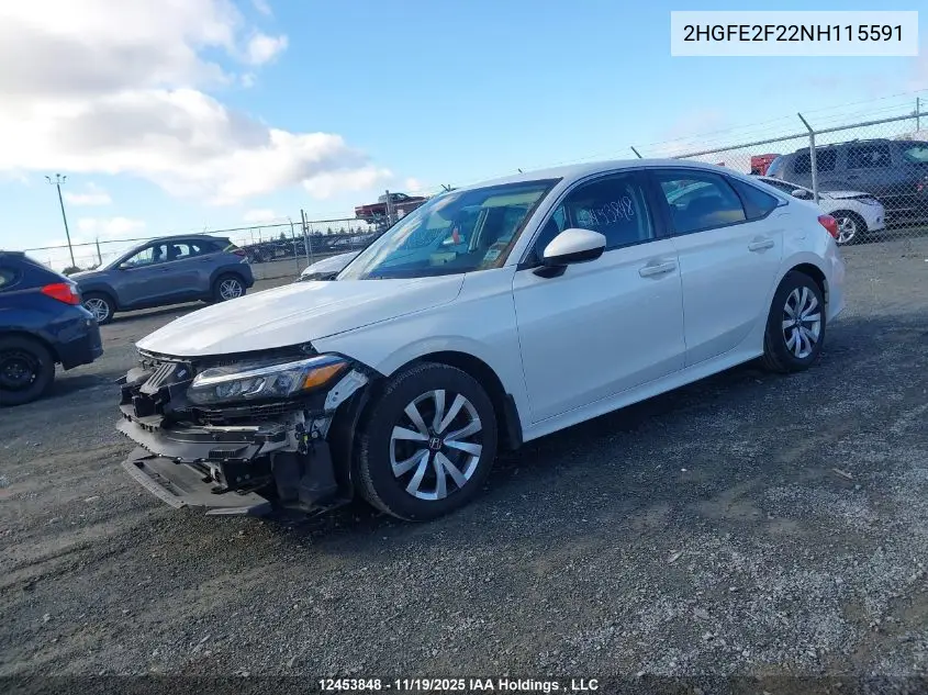 2HGFE2F22NH115591 2022 Honda Civic Lx