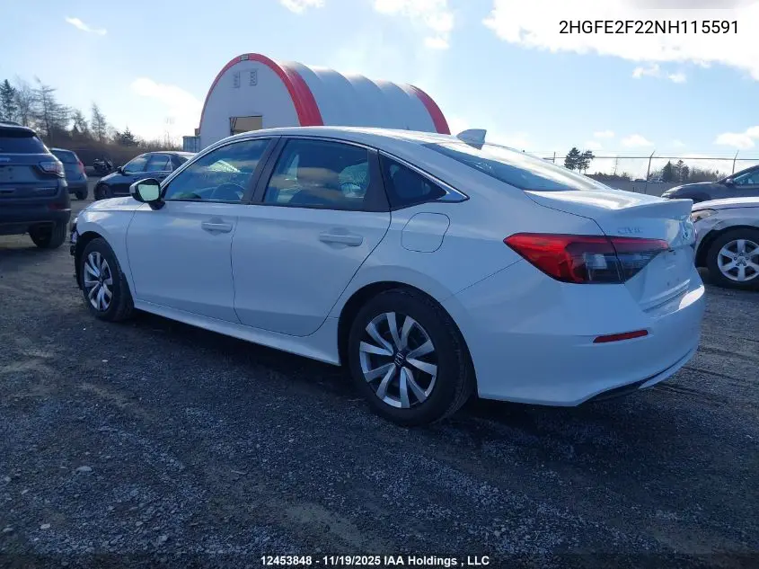 2HGFE2F22NH115591 2022 Honda Civic Lx
