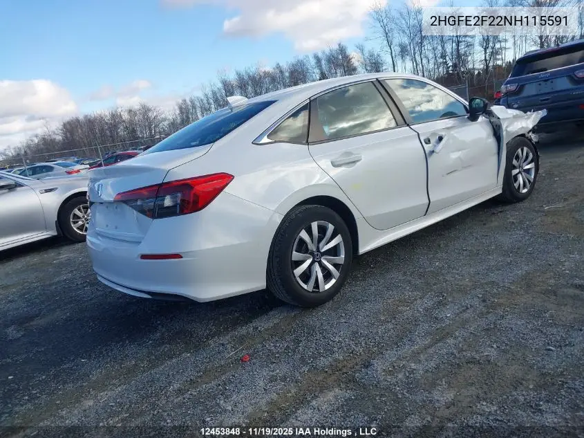 2HGFE2F22NH115591 2022 Honda Civic Lx