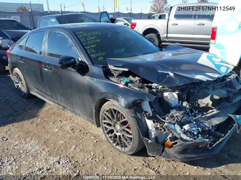 2HGFE2F57NH112549 2022 Honda Civic Sport