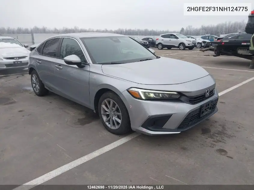 2HGFE2F31NH124775 2022 Honda Civic Ex 4Dr