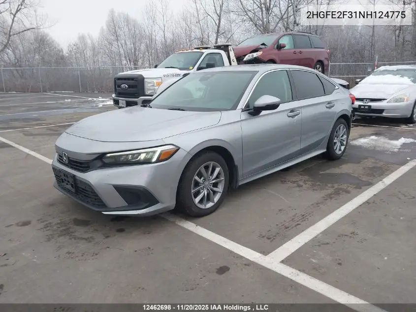 2HGFE2F31NH124775 2022 Honda Civic Ex 4Dr