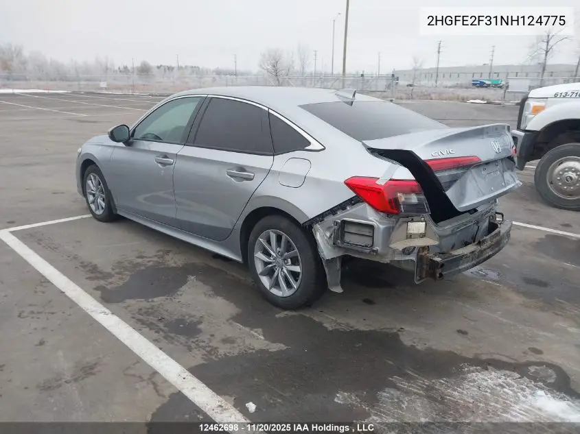 2HGFE2F31NH124775 2022 Honda Civic Ex 4Dr