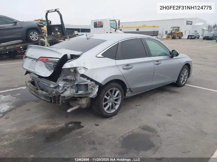 2HGFE2F31NH124775 2022 Honda Civic Ex 4Dr