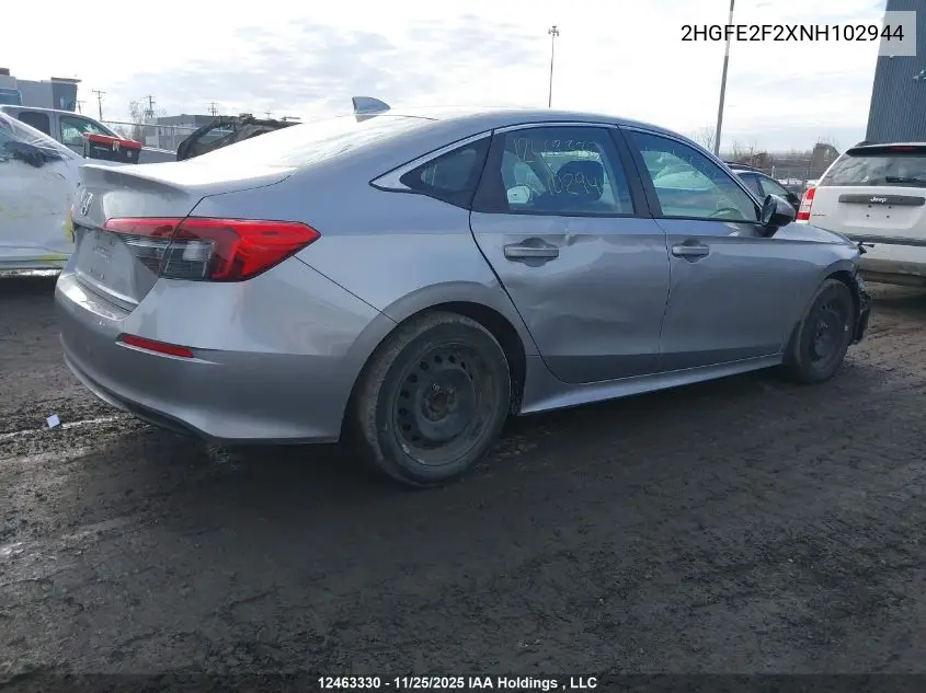 2HGFE2F2XNH102944 2022 Honda Civic Lx