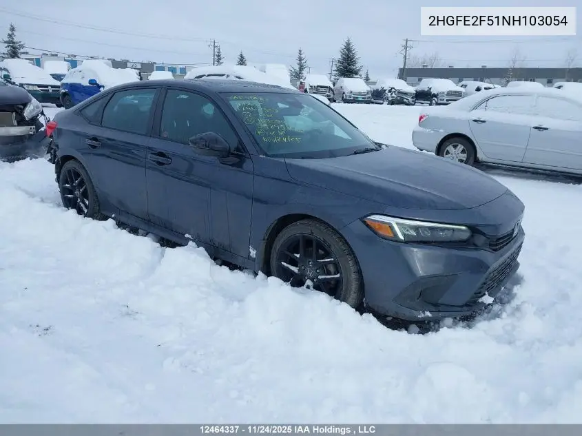 2HGFE2F51NH103054 2022 Honda Civic Sport