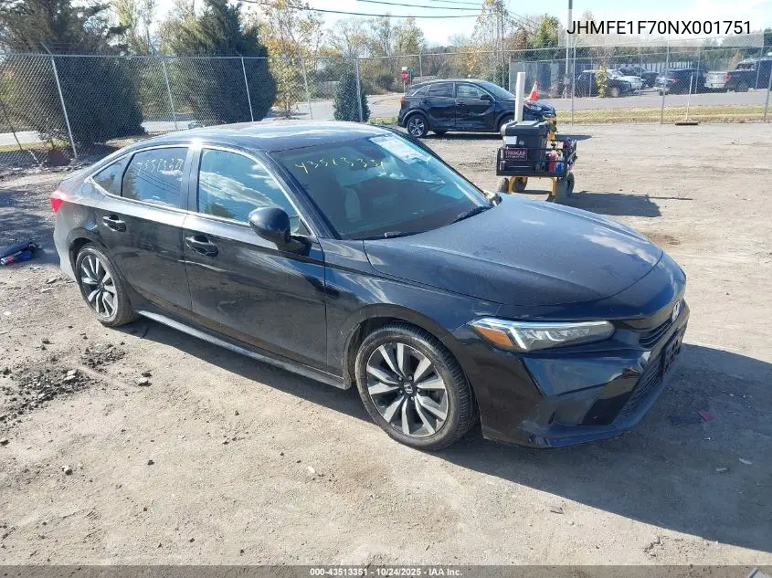JHMFE1F70NX001751 2022 Honda Civic Ex