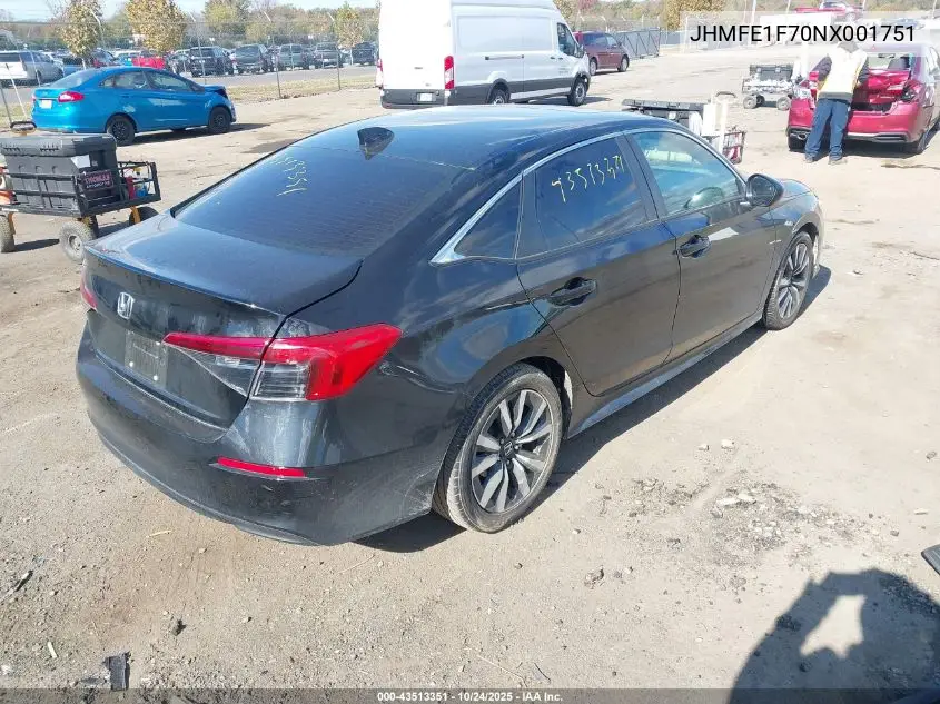 JHMFE1F70NX001751 2022 Honda Civic Ex