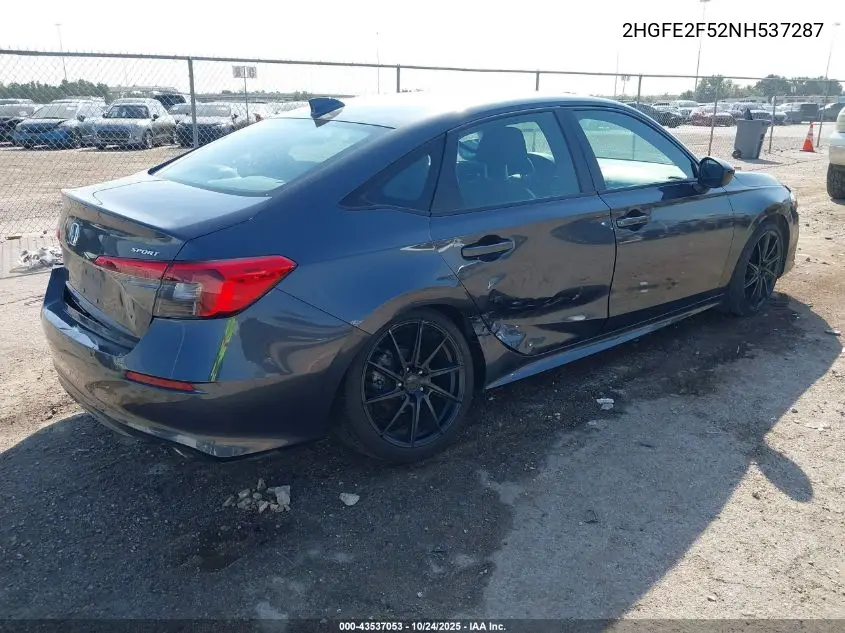2HGFE2F52NH537287 2022 Honda Civic Sport