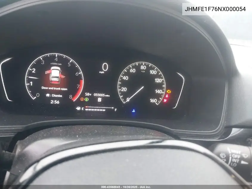 JHMFE1F76NX000054 2022 Honda Civic Ex
