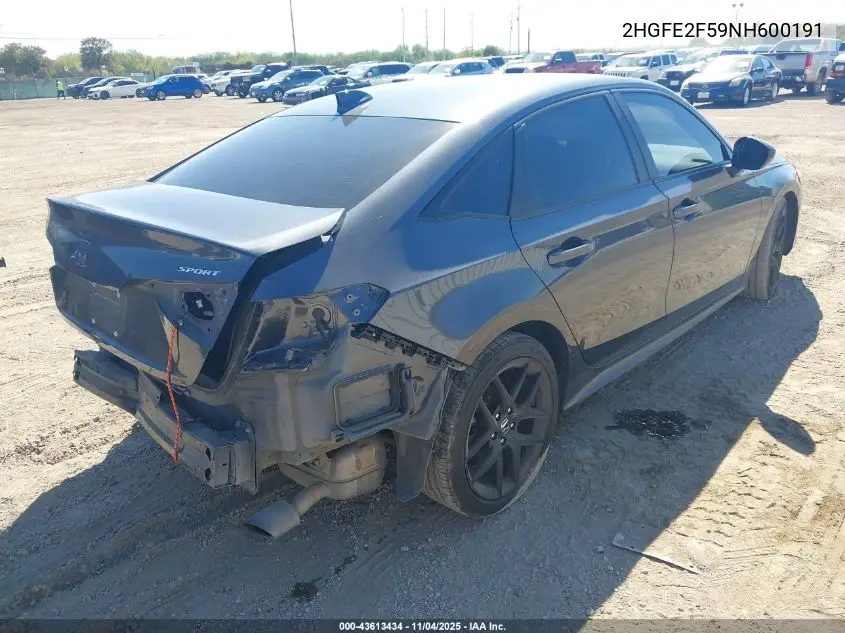 2HGFE2F59NH600191 2022 Honda Civic Sport