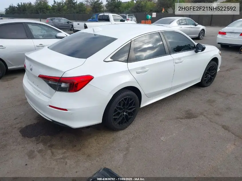 2HGFE2F21NH522592 2022 Honda Civic Lx