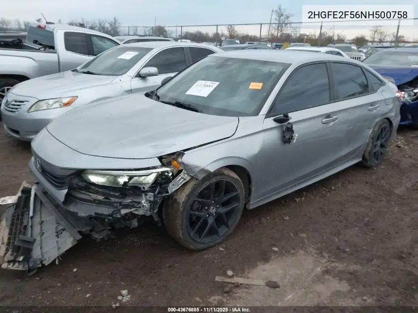 2HGFE2F56NH500758 2022 Honda Civic Sport