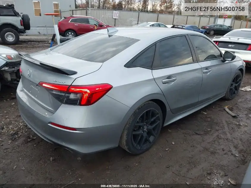 2HGFE2F56NH500758 2022 Honda Civic Sport