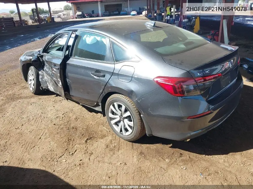 2HGFE2F21NH549078 2022 Honda Civic Lx