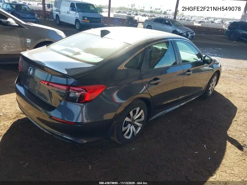 2HGFE2F21NH549078 2022 Honda Civic Lx
